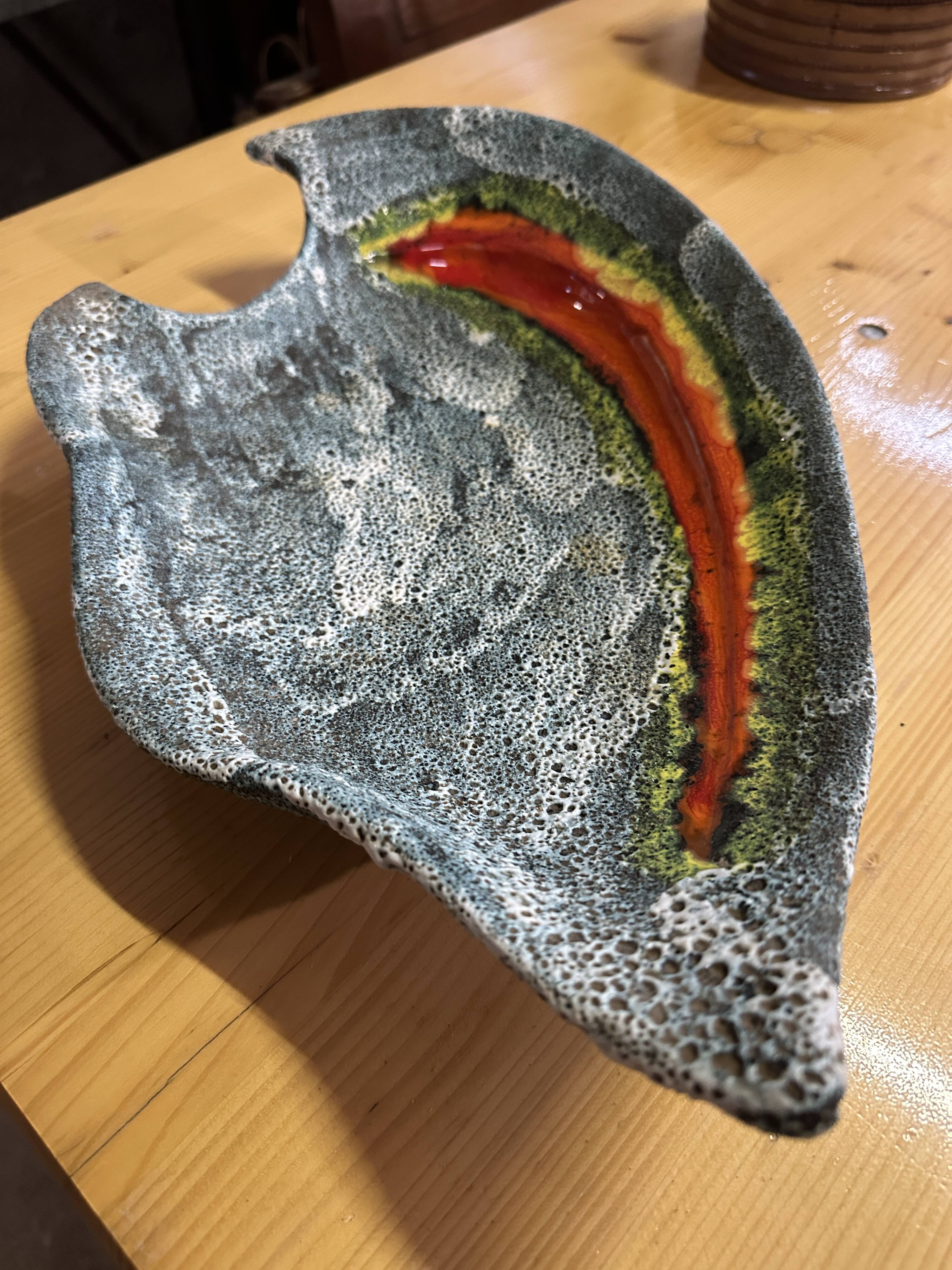 Vintage ceramic coupe plate "fat lava" from the Vallauris workshop, 1960s-70s.