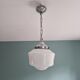 Art deco pendant lamp in white opaline, 1920s-30s