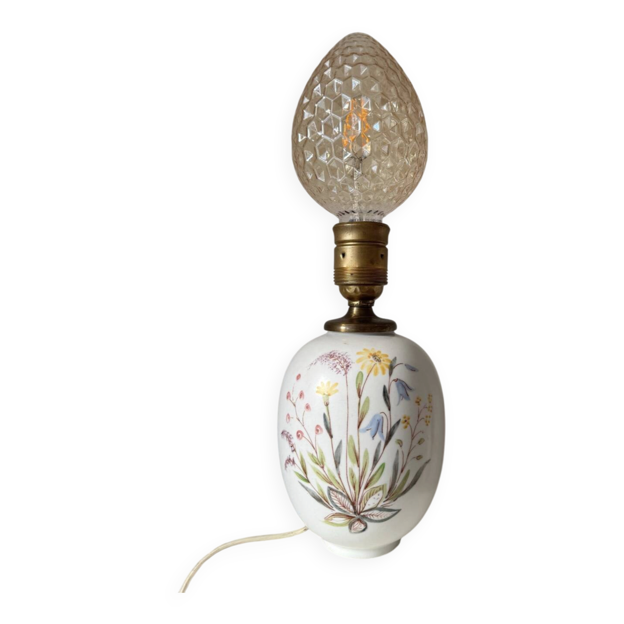 Lars Thorén RÖRSTRAND lampfoot, ceramic, handpainted, "wildflowers" floral