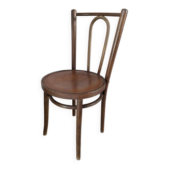 Ancienne chaise de bistrot gravée en hêtre