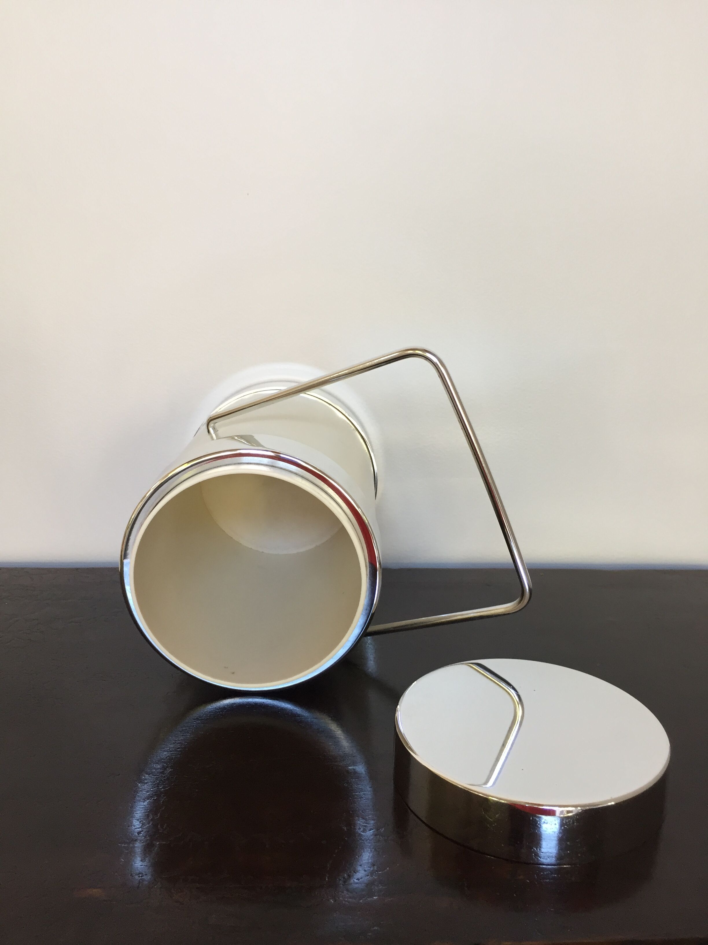 Bucket with vintage white and aluminum ice cream