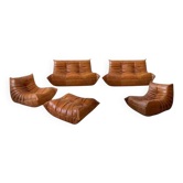 Togo Set of 2 Two-Seater Sofas, 2 Armchairs and an Ottoman in Dubai Pine Leather