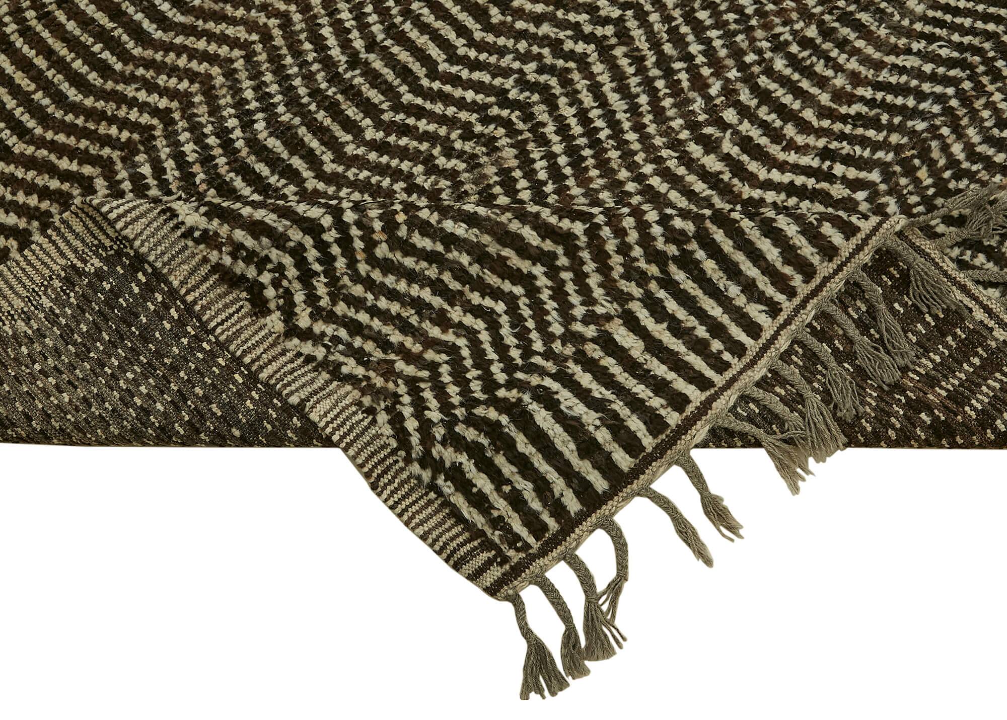 Hand-Knotted Turkish Contemporary 303 cm x 396 cm Brown Wool Carpet