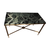 Brass coffee table and green marble 70 years