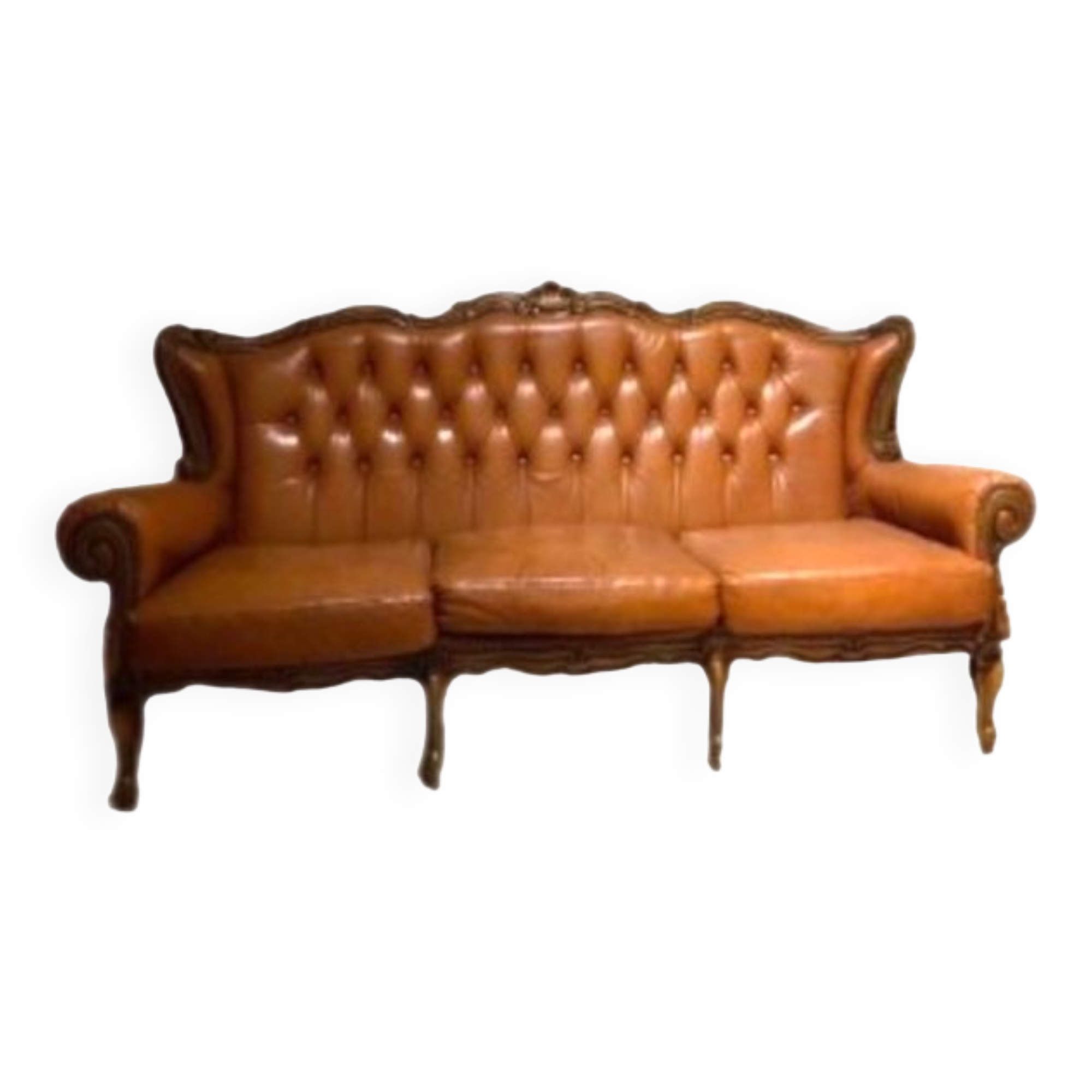 Louis XV padded leather sofa, baroque leather sofa