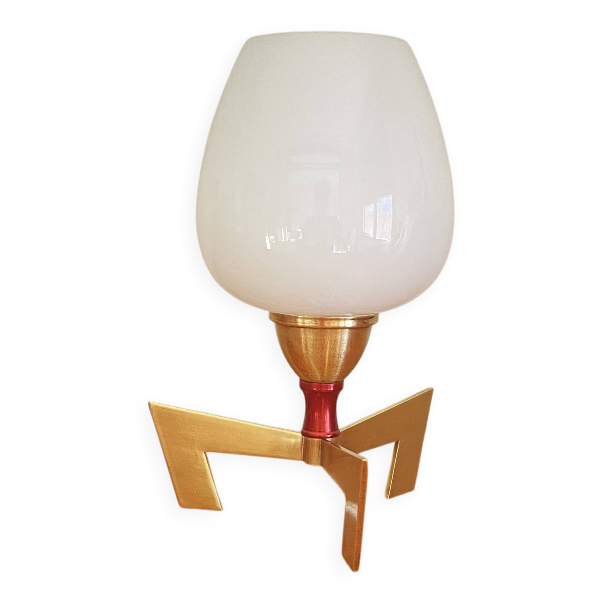 Lampe de table bureau chevet vintage globe verre opaline ancien