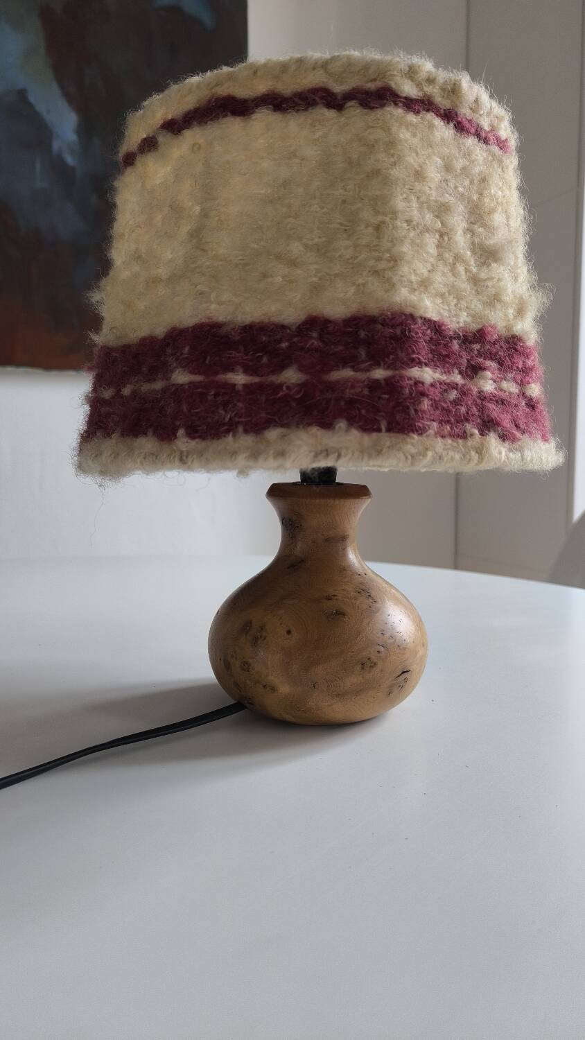 1950s burl wood table lamp