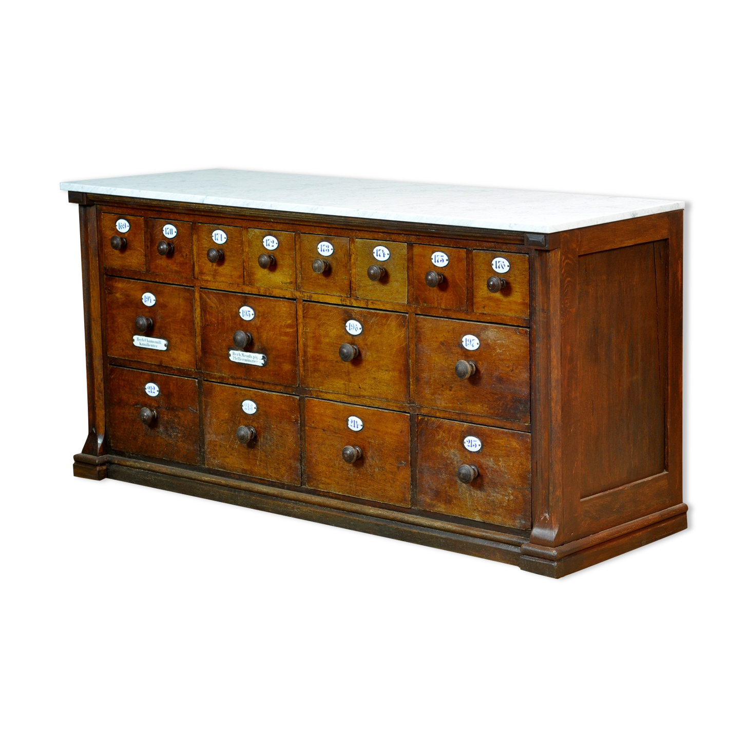 Apothecary Chest Of Drawers With Marble Top, 1930s