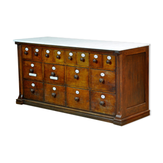 Apothecary Chest Of Drawers With Marble Top, 1930s