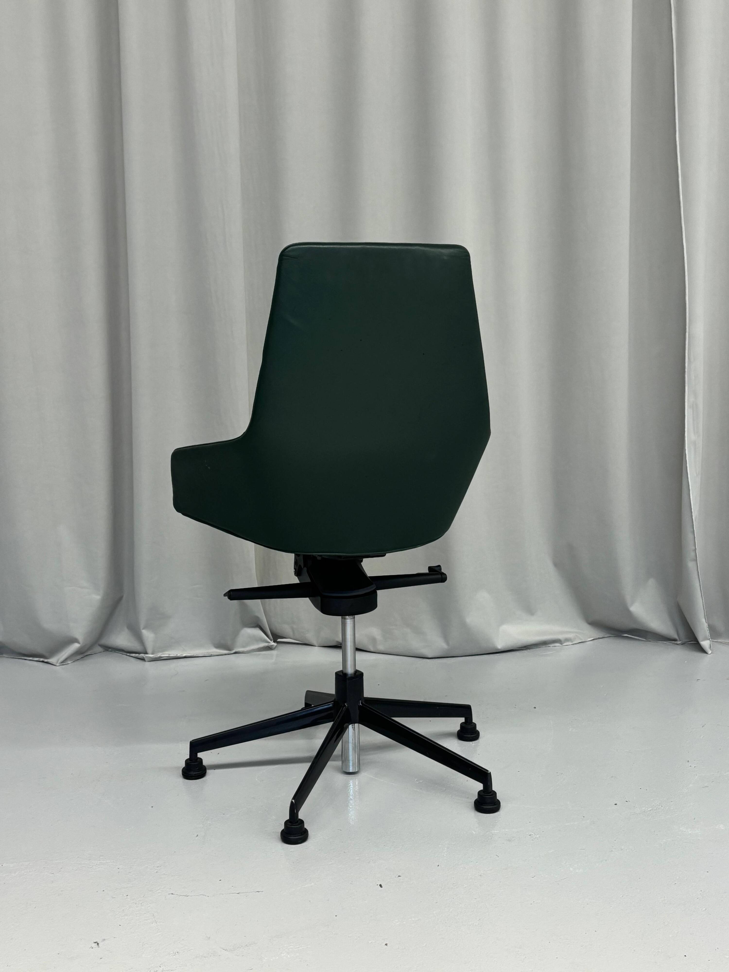Green Leather Office Chair By Arper, Italy 2000’s