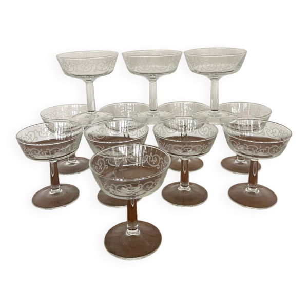 Set 12 coupes champagne «&nbsp;arabesque&nbsp;» verre