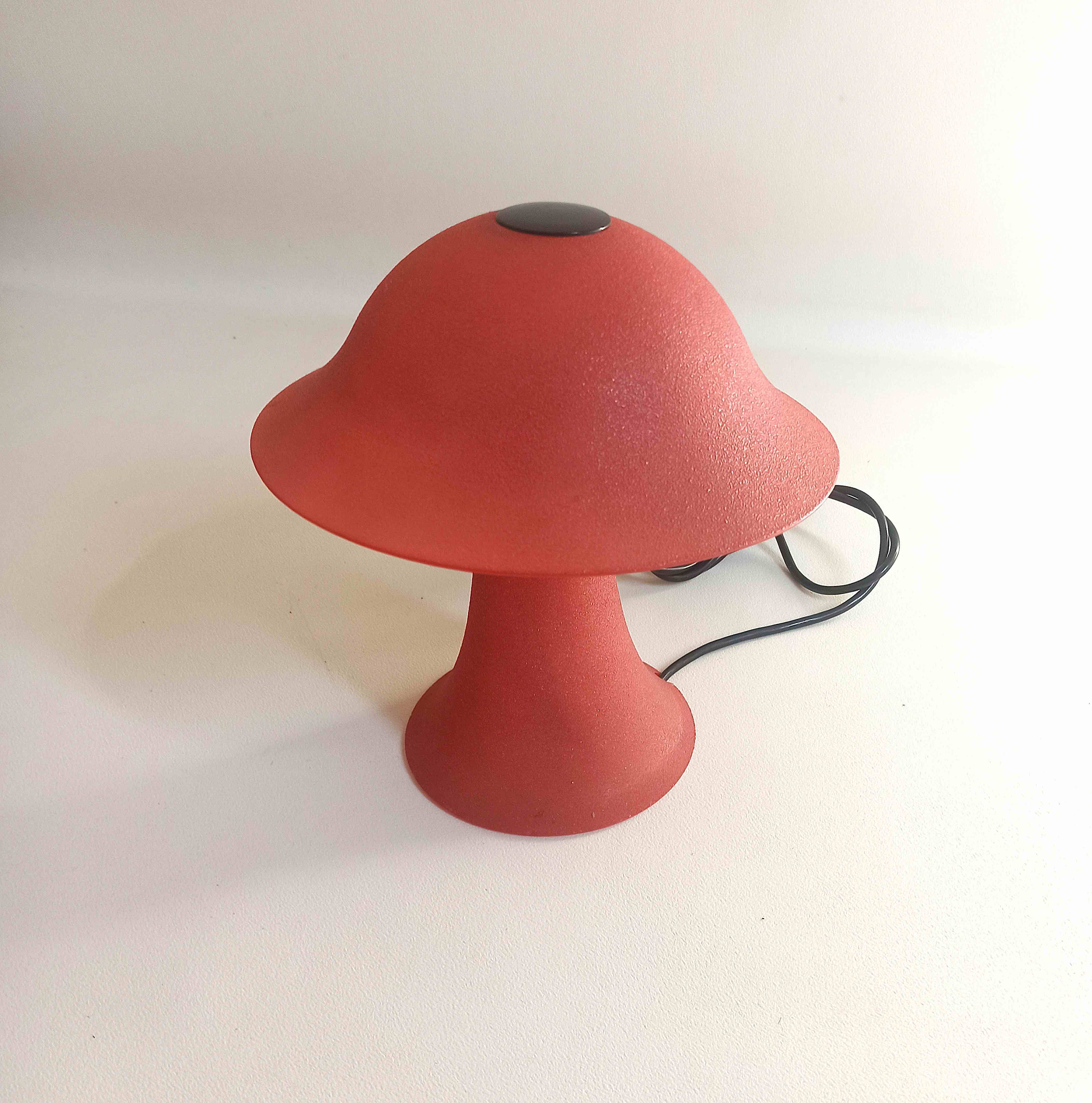 Vintage mushroom lamp red glass frosted effect