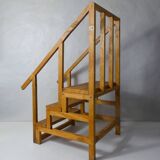 vintage wooden library staircase