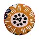 Contemporary Multicolour Floral-patterned Fabric and Brass Italian Circular Pouf