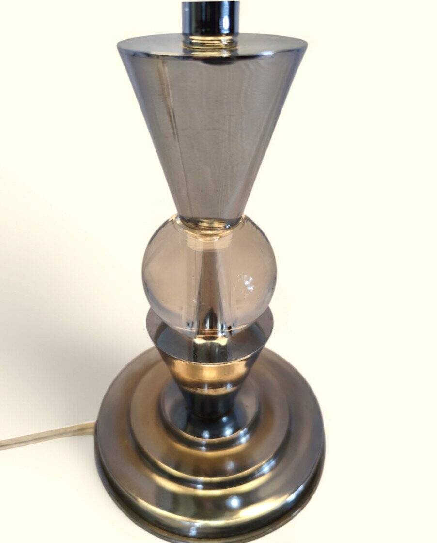 Chrome and Glass Lamp 1950s - Jacques Adnet Style