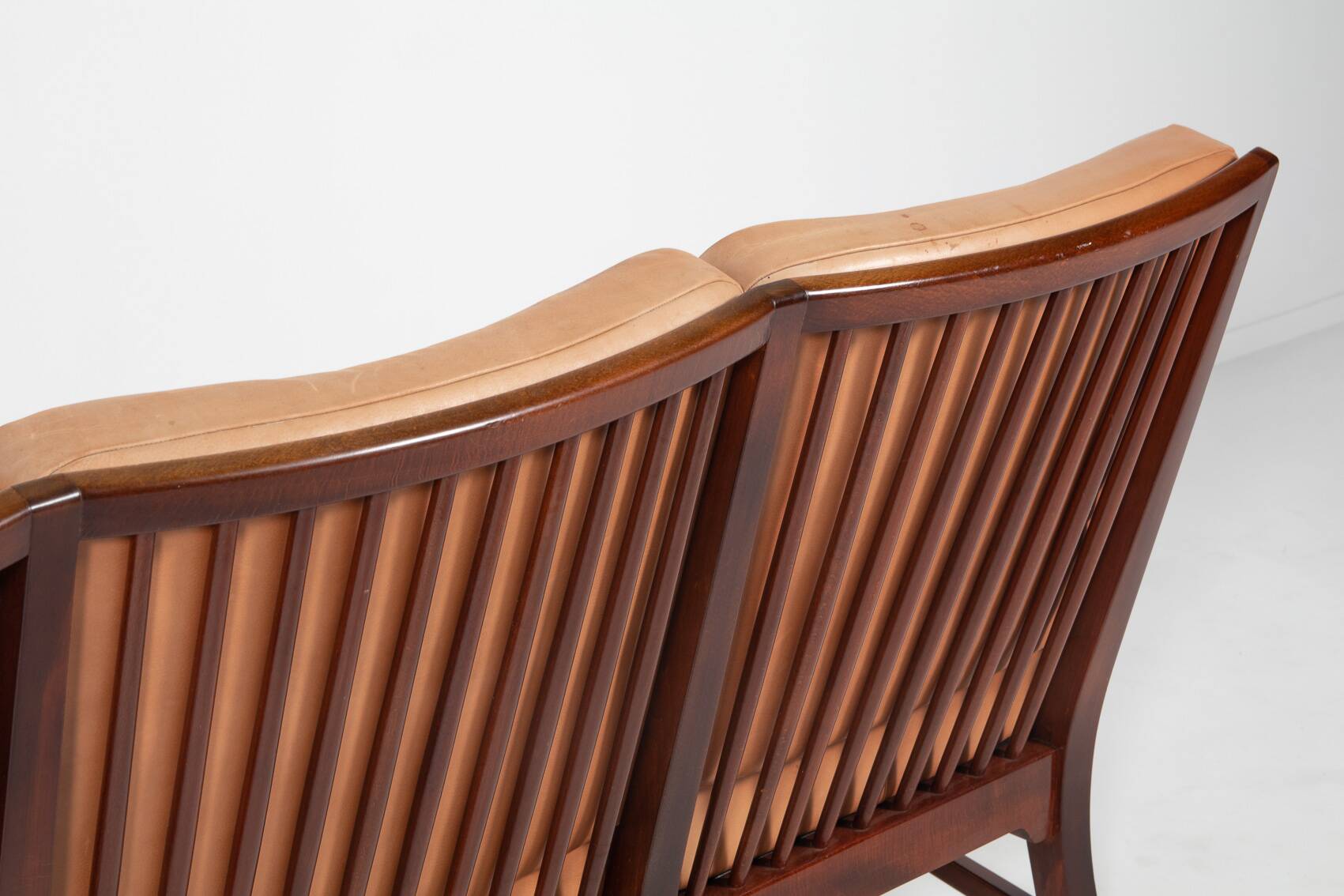 Mid-Century Danish Modern 3-seats sofa with cognac leather cushions