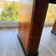 English Art Deco table in flamed walnut – London, 1960
