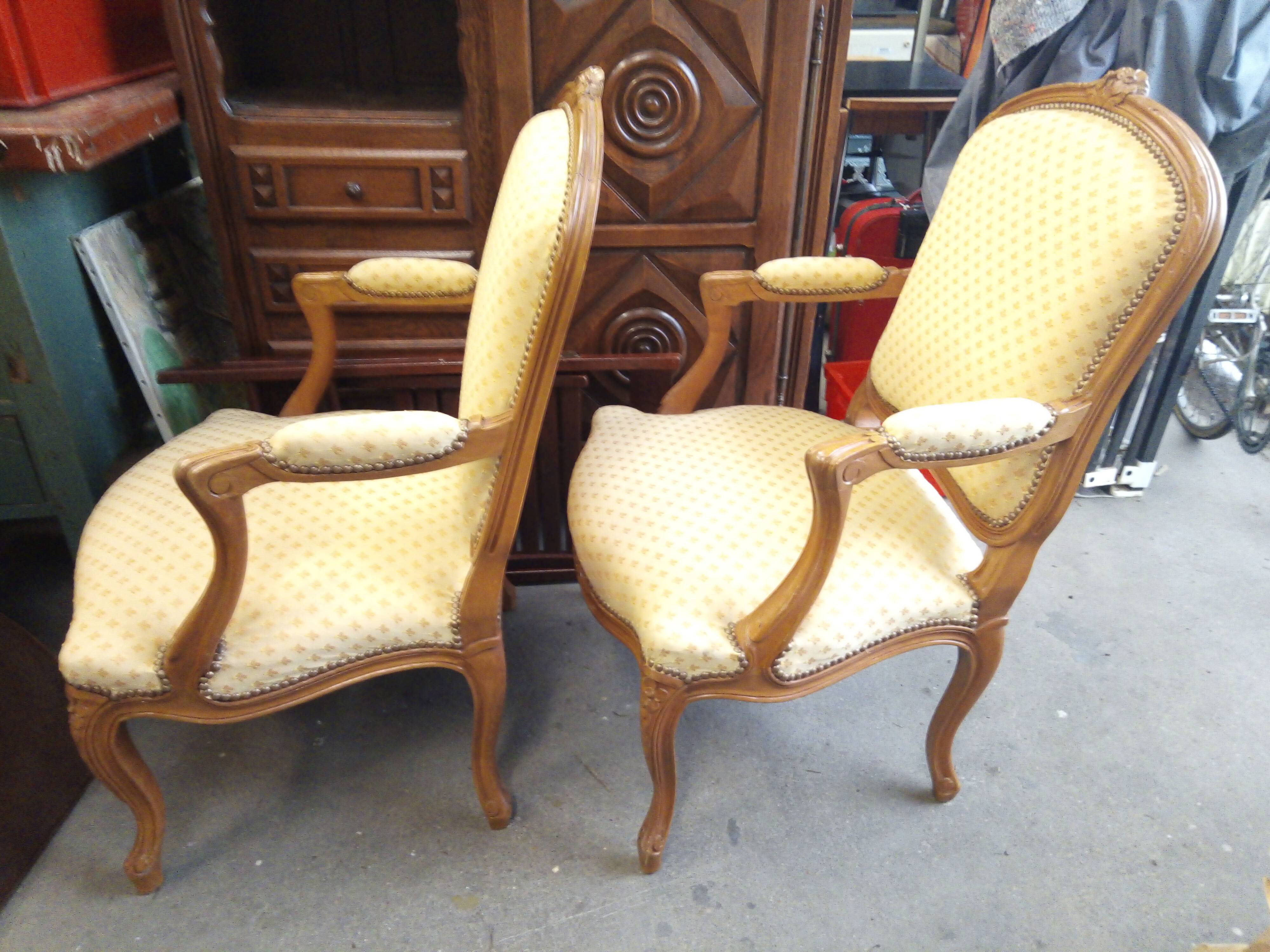 Pair of Louis XVI style armchairs