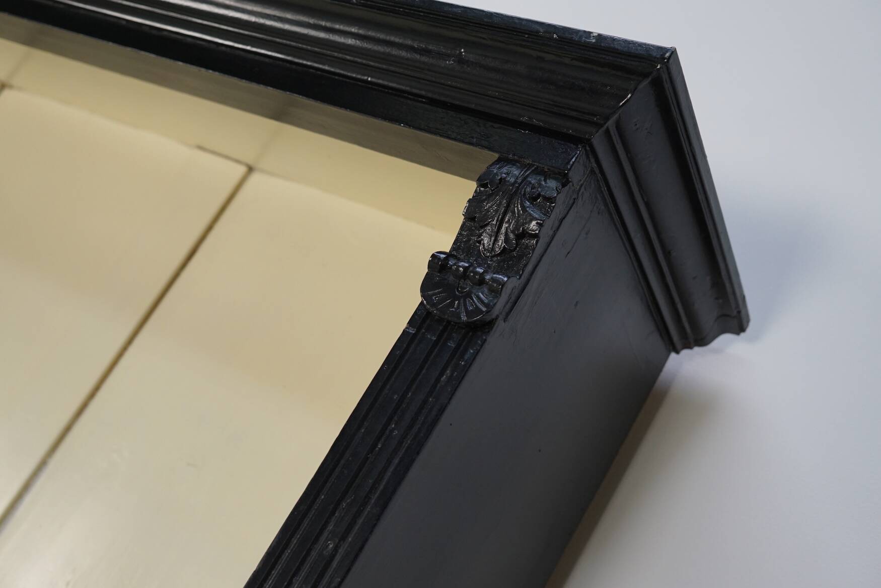 Large pair of antique apothecary cabinets painted black, Eastern Europe, 1910s