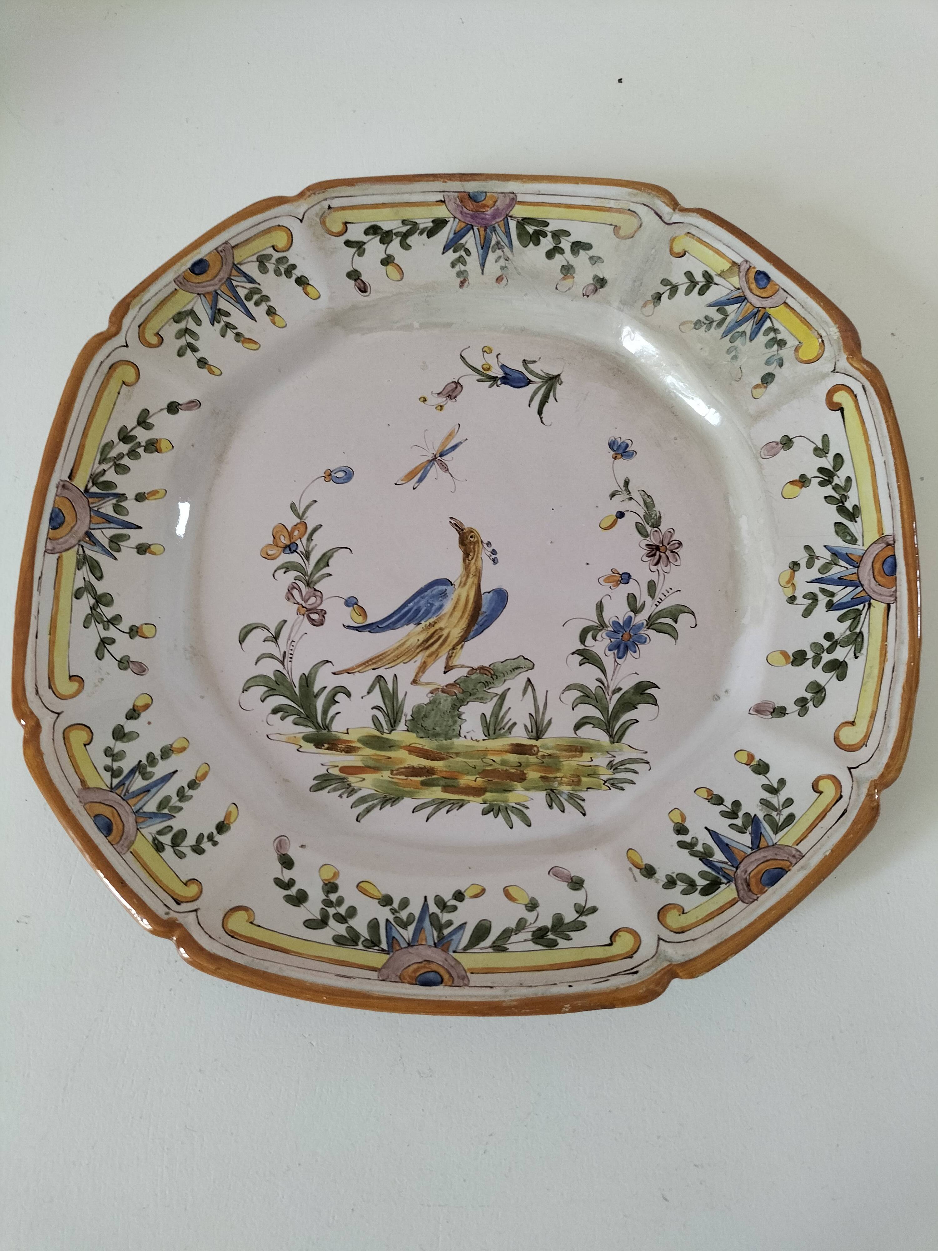 Antique Nevers earthenware plate, late 19th century