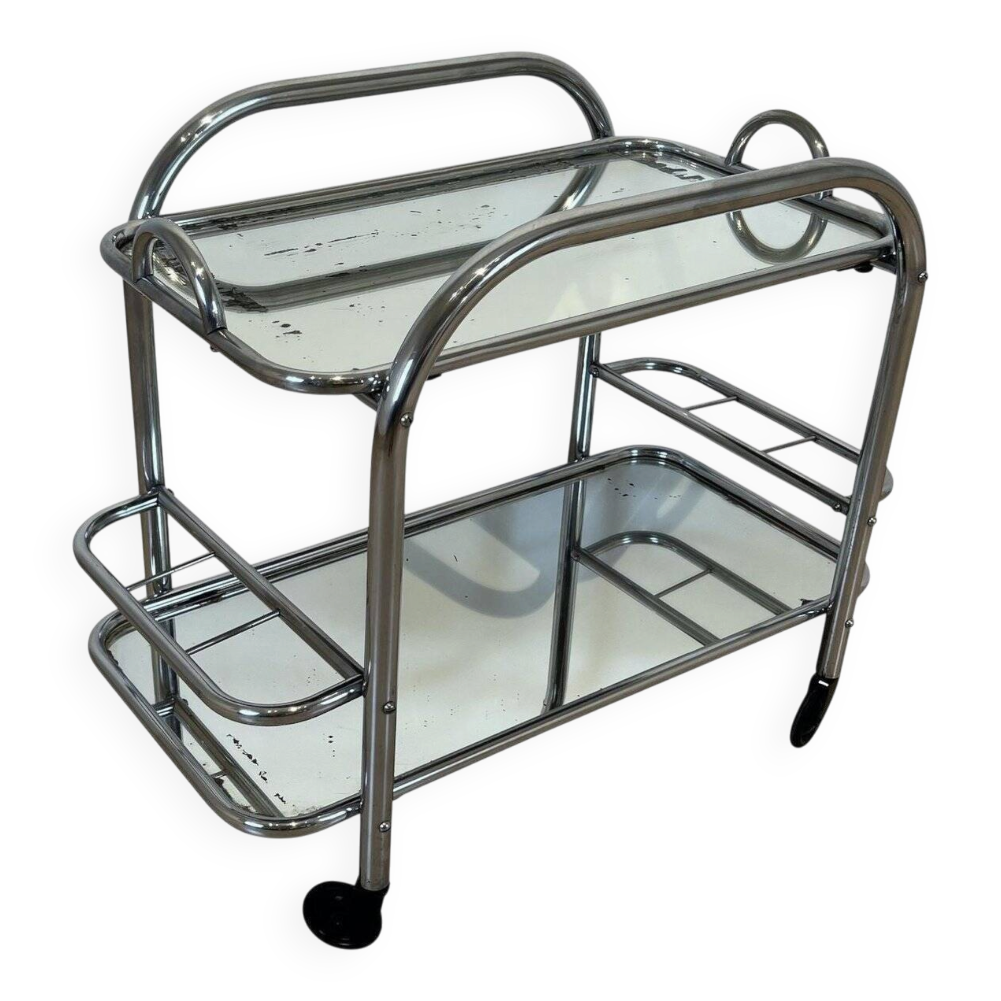 Art Deco Chromed Steel Bar Cart by Robert Mallet-Stevens, France, 1925