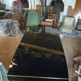Black art deco extendable dining table made in 1930s czechia