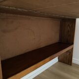 Wooden console table / vintage folding desk with mirror and small drawer