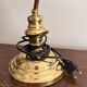 Ancien Lampe Notaire Banquier Bureau Opaline Vert Laiton Doré