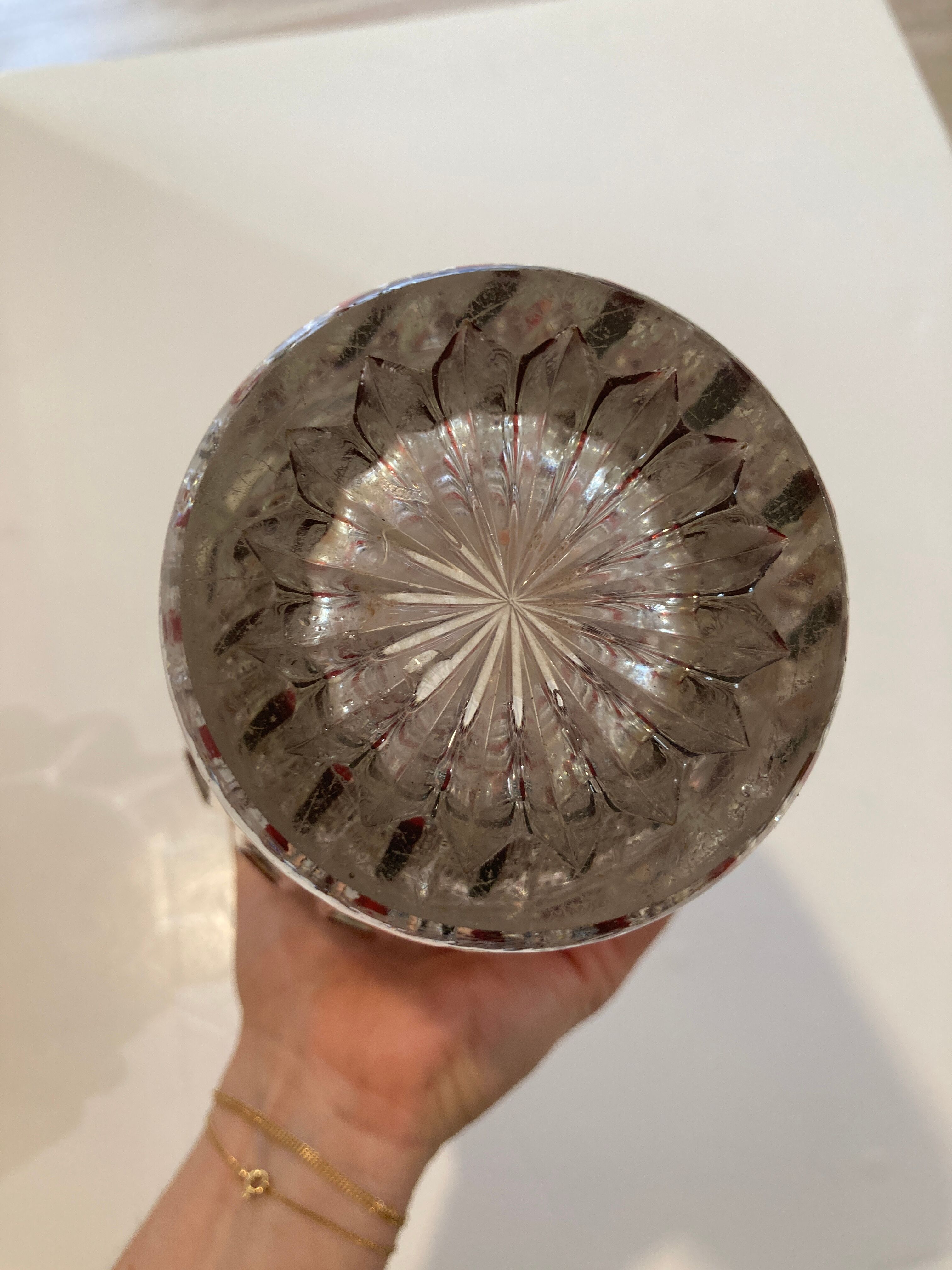 Large faceted glass vase 60s - retro -vintage -deco