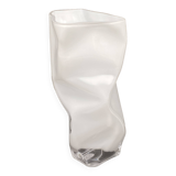 White tinted glass vase with crumpled effect