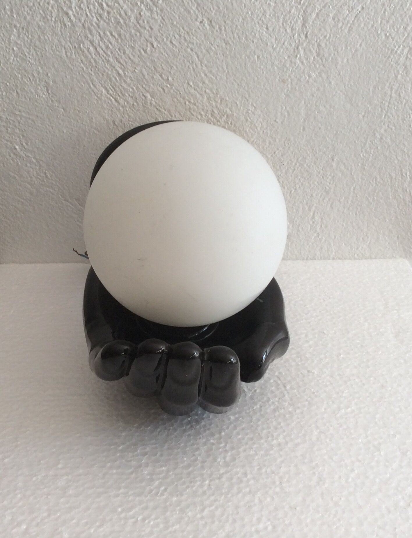 Applique hand vintage ceramic porcelain globe black opaline