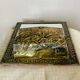 Art Nouveau mail rack in brass repelled beveled mirror early twentieth century