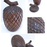 Solid vintage pine cone wood box