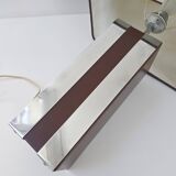 Lampe en métal chromé et simili-cuir marron, 1970