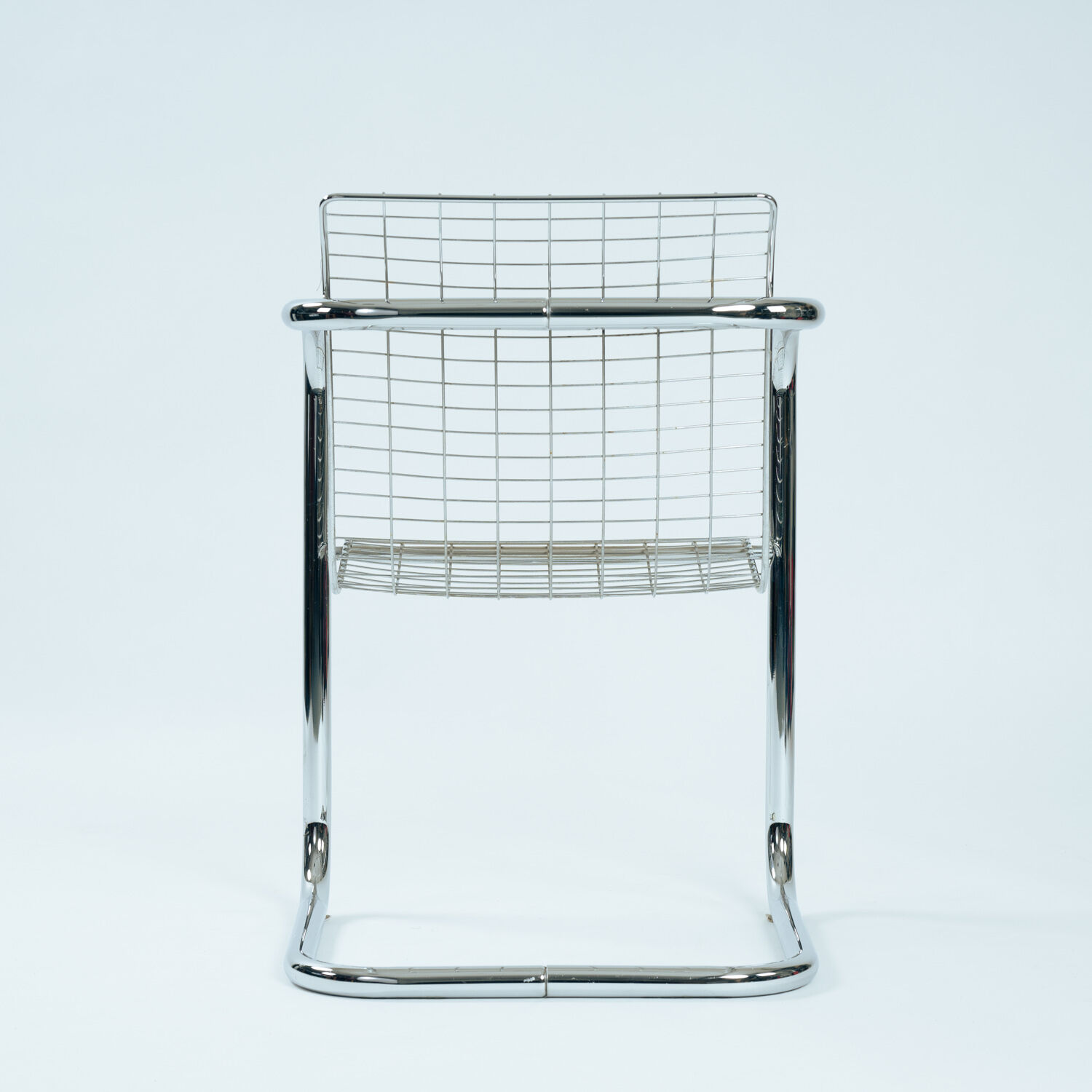 set of 4 Italian Wire Chairs, Chrome & Metallic Thread, 1974