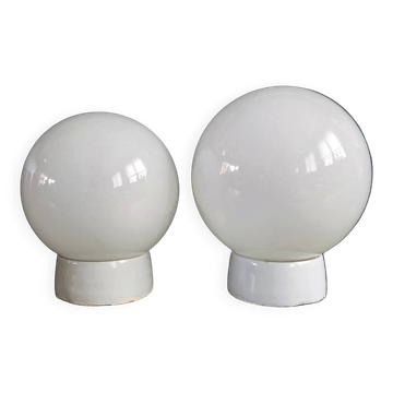 Pair of wall lights / ceiling lights with ceramic bases.
