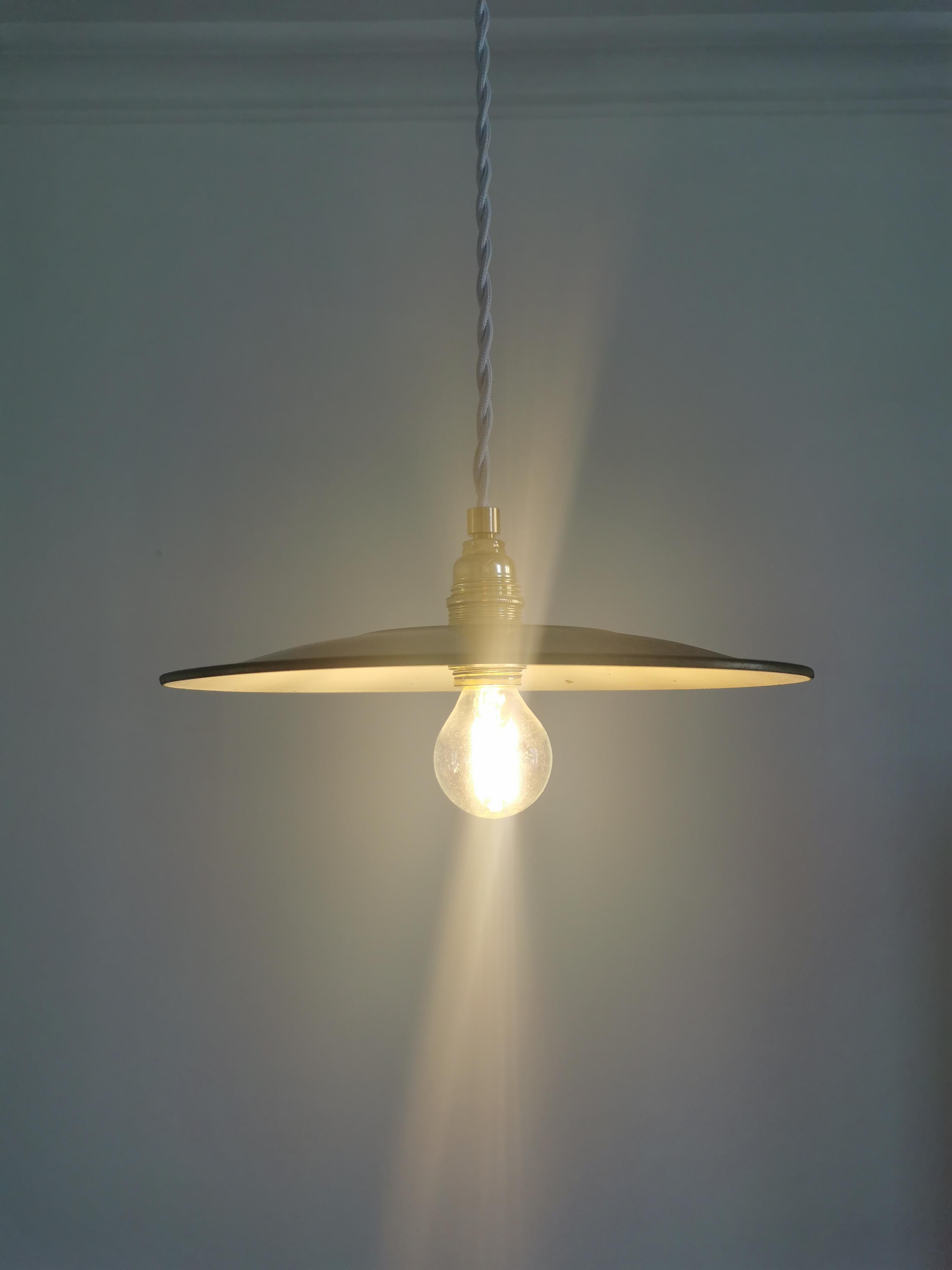 Suspension flat enamelled sheet black old, industrial, year 50