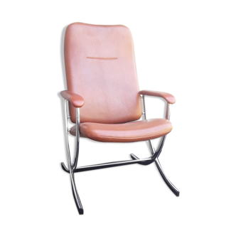 Armchair souvignet feet chrome skai brown