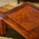 Patinated leather coffee table from the 1950s.