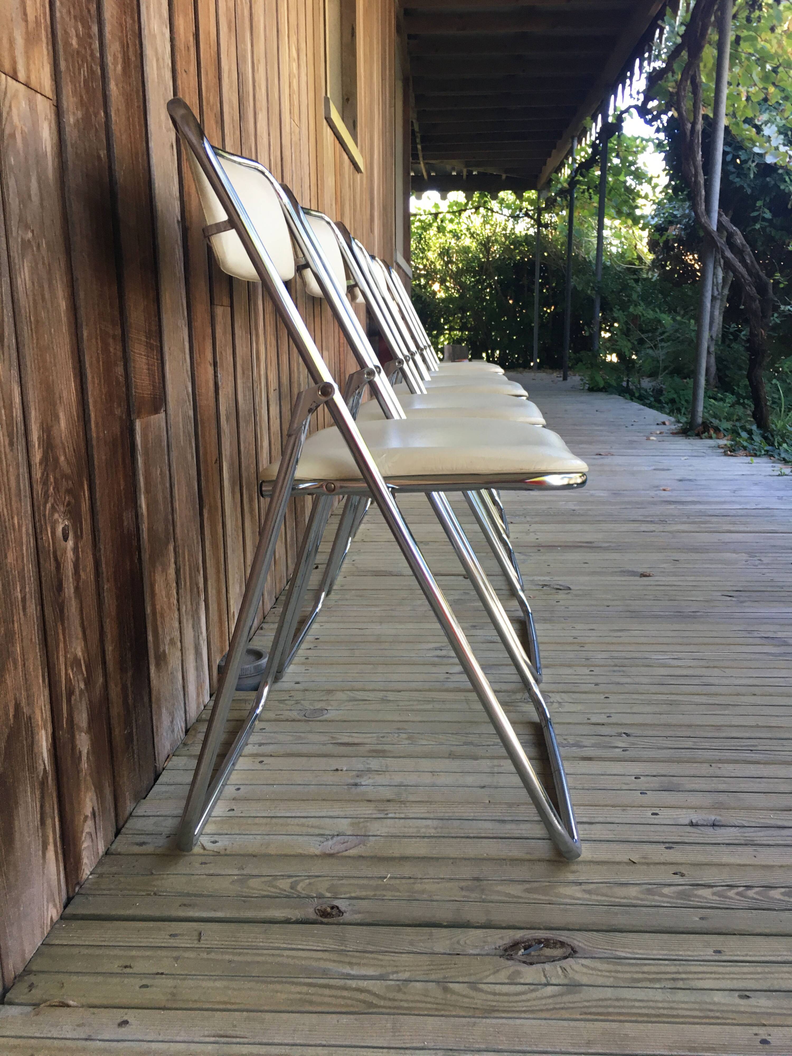 Set of 5 folding chairs 1970 chrome