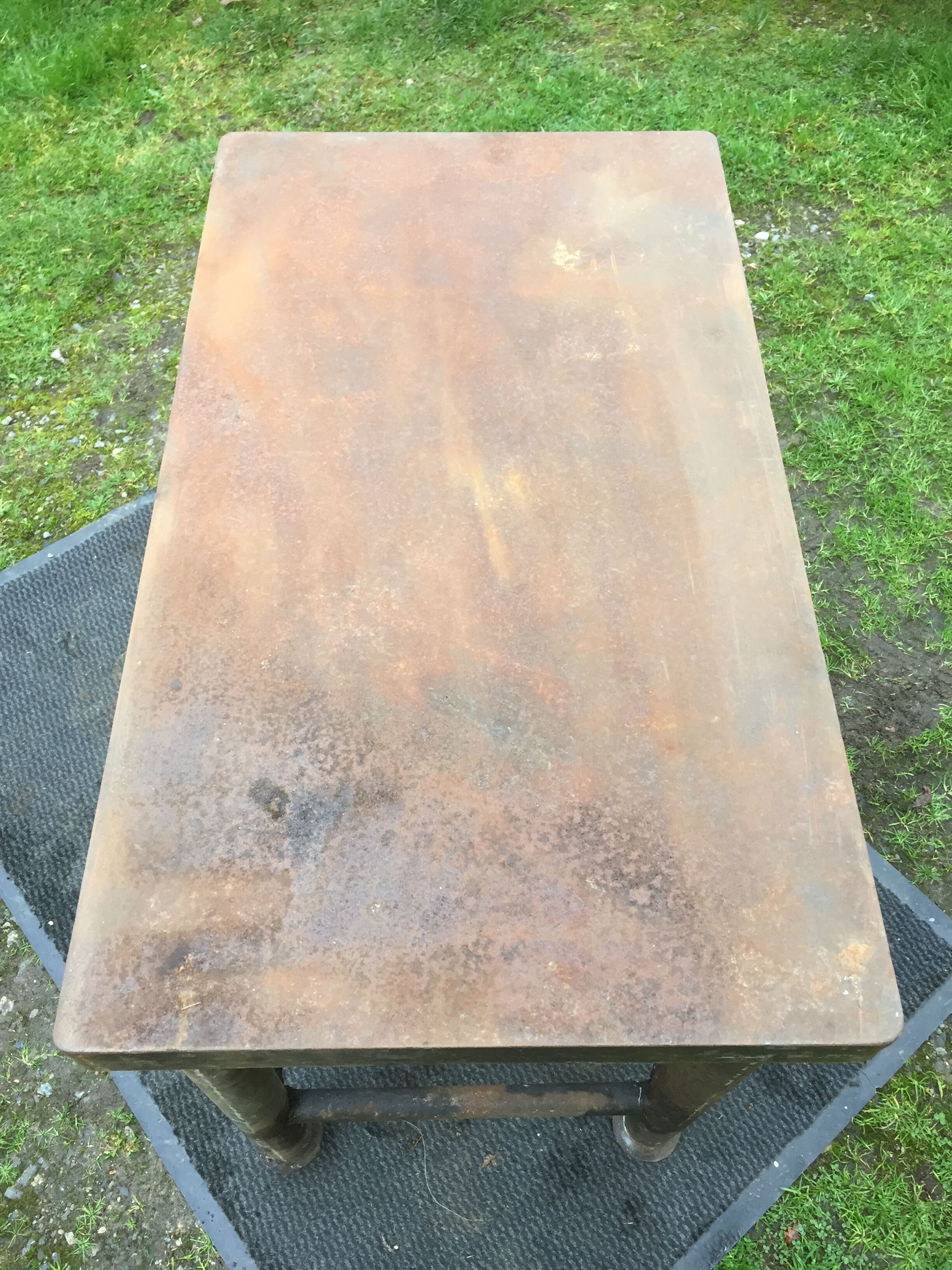 Vintage metal table from an industrial workshop for a makeover