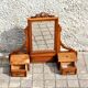 Carved wooden table mirror with ribbon bow - Old Psyche dressing table