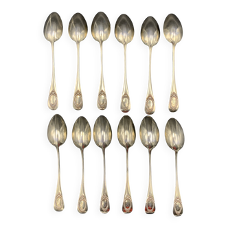 Service couverts à thé en argent vermeil Napoléon III XIXe