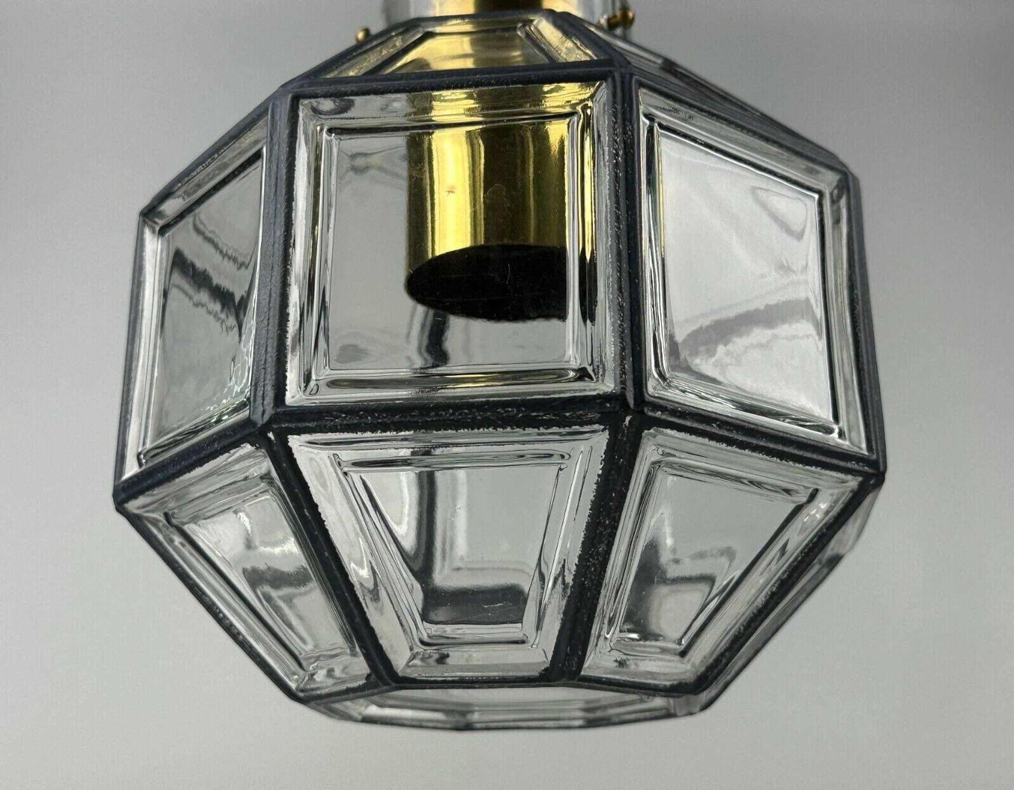 60s 70s hanging lamp by Limburg Leuchten Germany glass brass Space Age