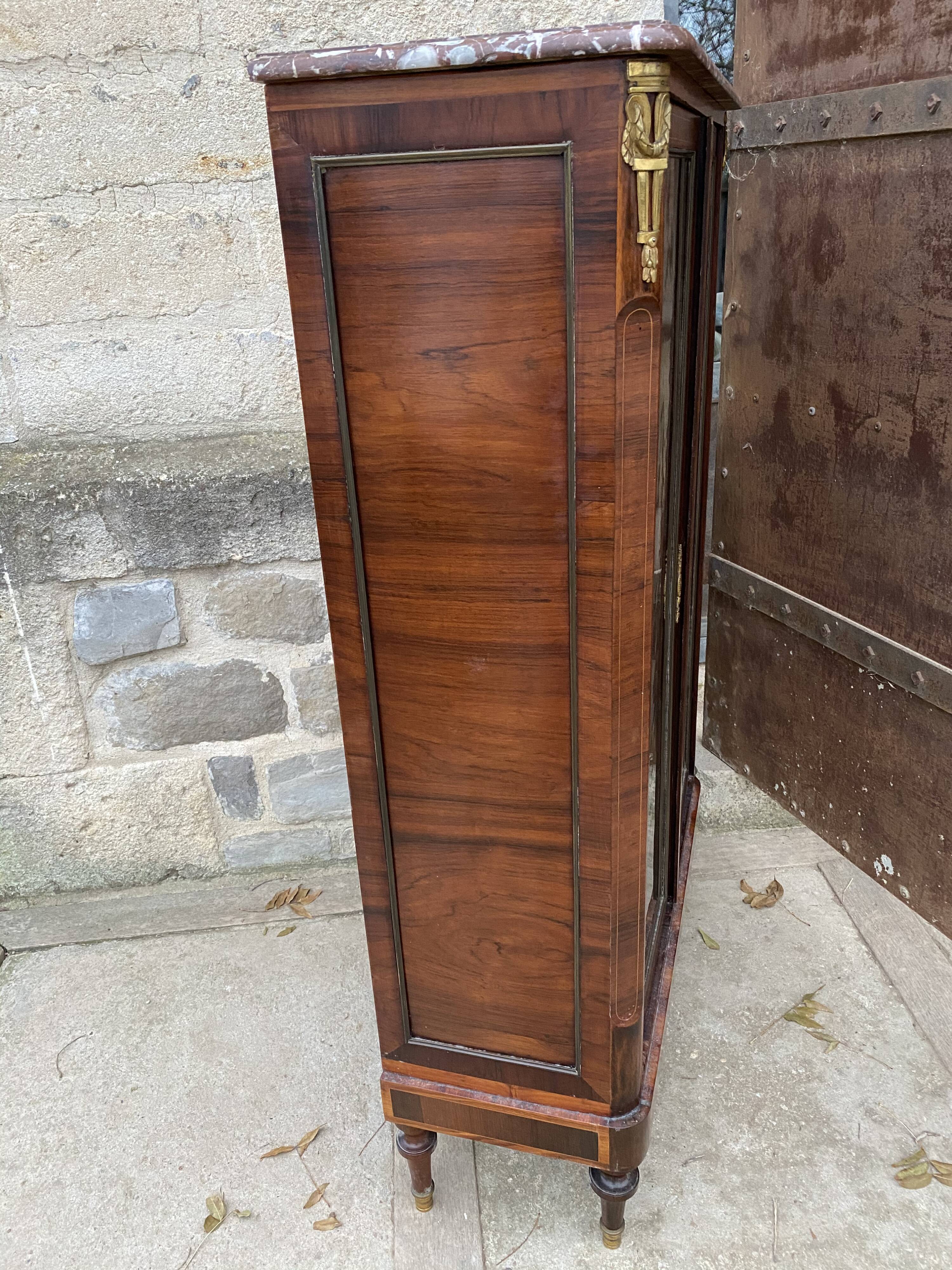 Showcase marquetry 1900 marble