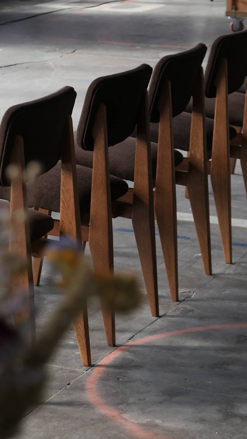 Set of six marcel gascoin chairs model ca, arhec edition.