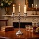 Vintage five-branch chandelier in chrome metal.