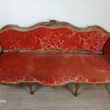 Provencal Bench in Carved Walnut in Louis XV Style, Late 19th Century
