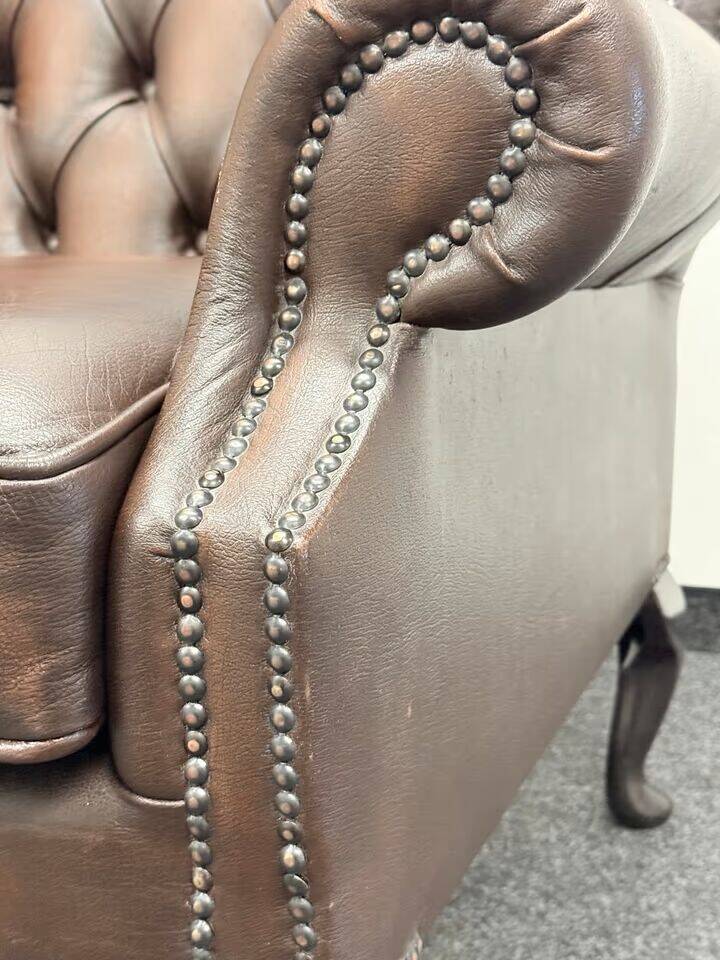 Brown Leather Chesterfield Wing Chair