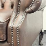 Brown Leather Chesterfield Wing Chair